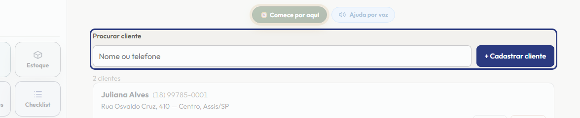 A tela do +Freela com o ponto de que o passo 1 fala em destaque