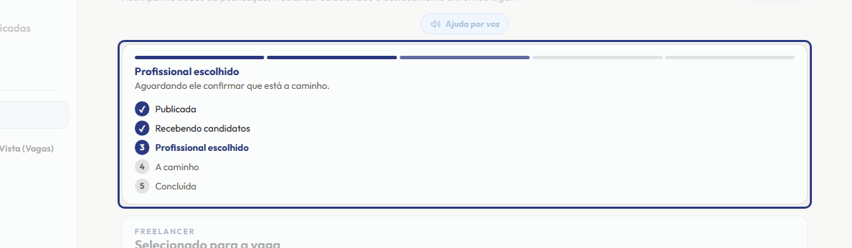 A tela do +Freela com o ponto de que o passo 2 fala em destaque