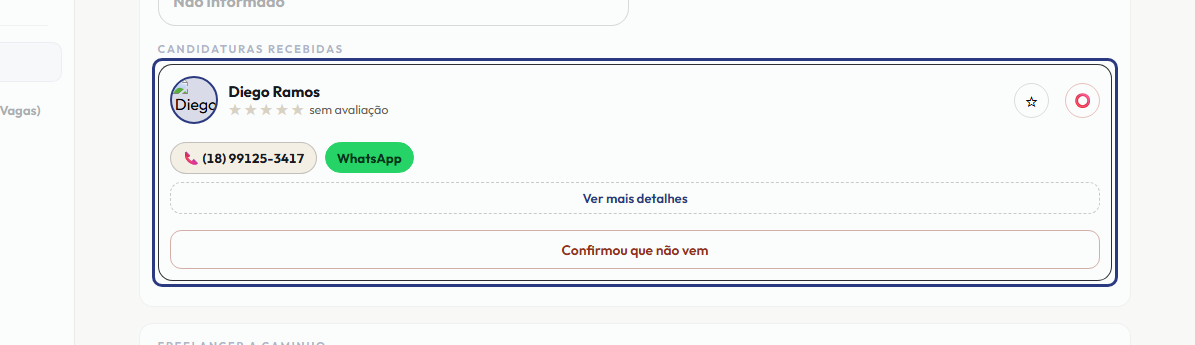 A tela do +Freela com o ponto de que o passo 5 fala em destaque