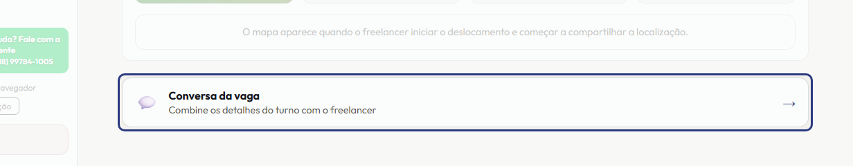 A tela do +Freela com o ponto de que o passo 14 fala em destaque