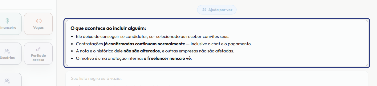 A tela do +Freela com o ponto de que o passo 2 fala em destaque