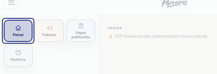 A tela do +Freela com o ponto de que o passo 2 fala em destaque