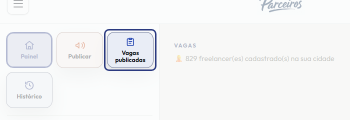 A tela do +Freela com o ponto de que o passo 5 fala em destaque