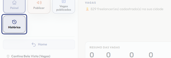 A tela do +Freela com o ponto de que o passo 6 fala em destaque