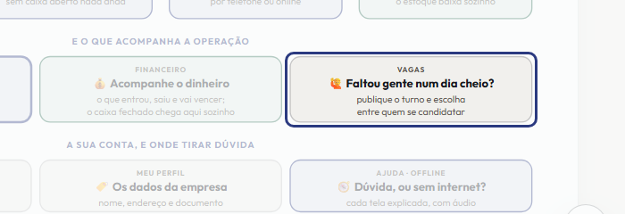 A tela do +Freela com o ponto de que o passo 13 fala em destaque