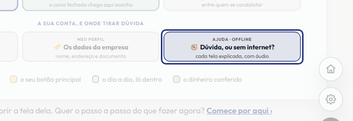 A tela do +Freela com o ponto de que o passo 16 fala em destaque