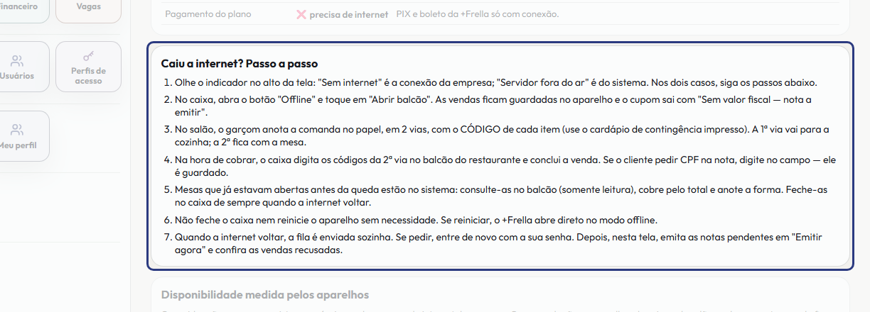 A tela do +Freela com o ponto de que o passo 9 fala em destaque