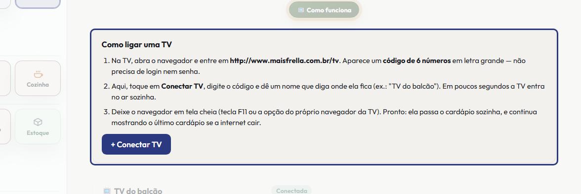 A tela do +Freela com o ponto de que o passo 1 fala em destaque