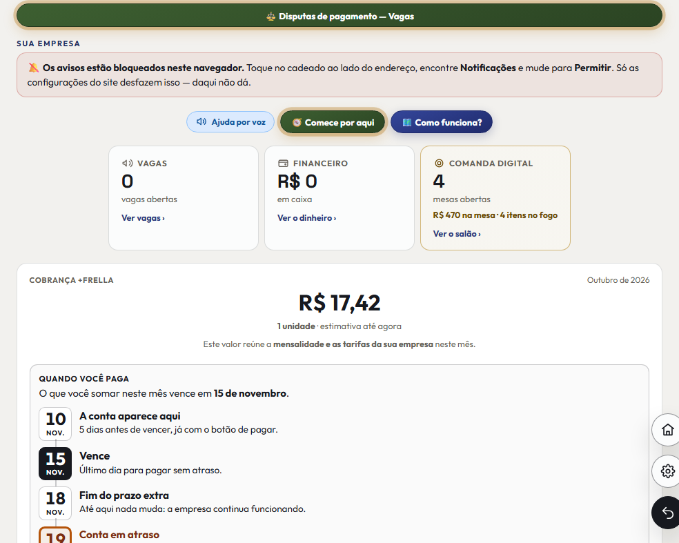 A tela do +Freela de que este passo fala, inteira