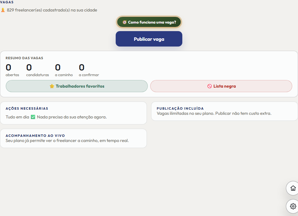 A tela do +Freela de que este passo fala, inteira