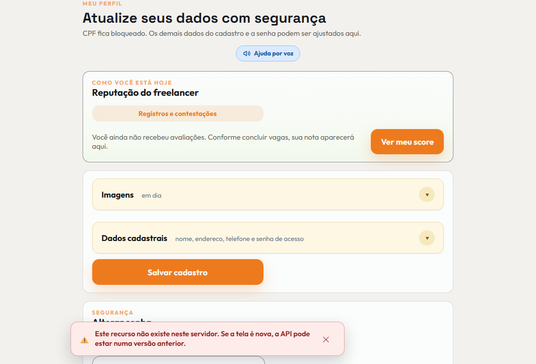 A tela do +Freela de que este passo fala, inteira