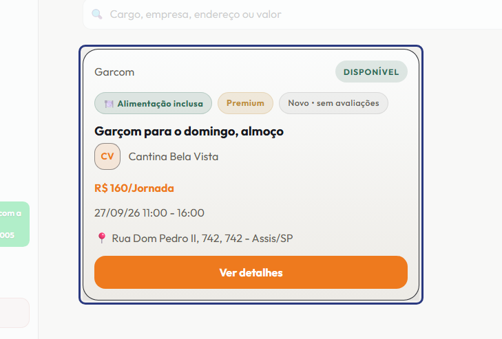 A tela do +Freela com o ponto de que o passo 9 fala em destaque